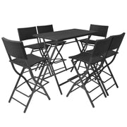 Set comedor de jardín plegable 7 pzas poli ratán y acero negro v4689 Vetonek