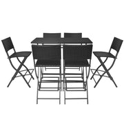 Set comedor de jardín plegable 7 pzas poli ratán y acero negro v4689 Vetonek