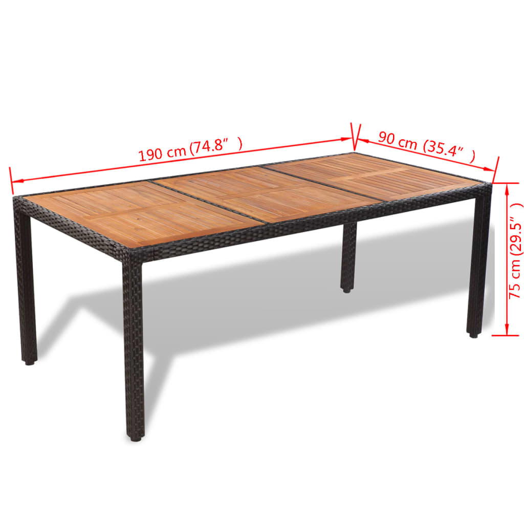 Set de comedor de jardín 9 piezas y cojines ratán sintético vidaXL