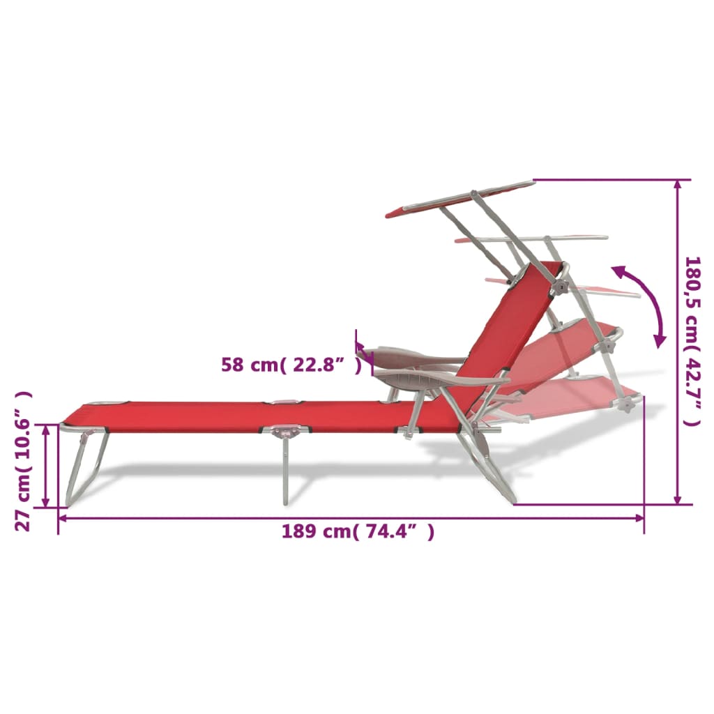 Telaio con tende da sole in acciaio rosso