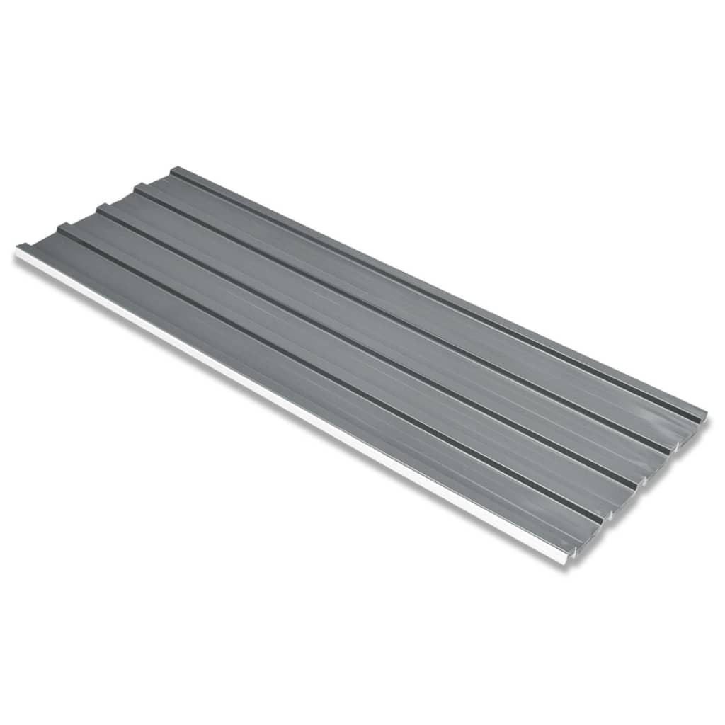 Vetonek Panel para tejado acero galvanizado gris 12 unidades