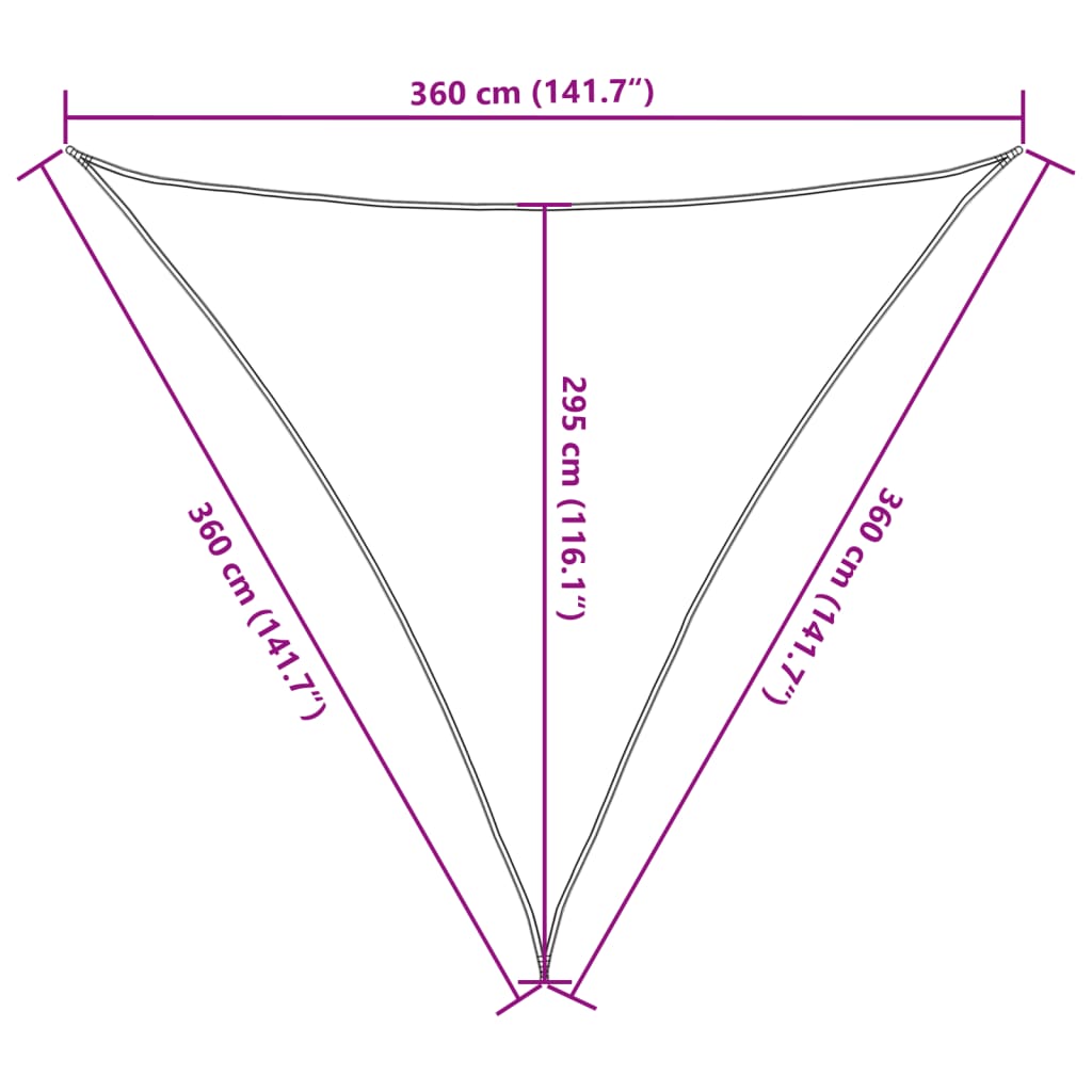 Toldo de vela triangular HDPE 3,6x3,6x3,6 m blanco