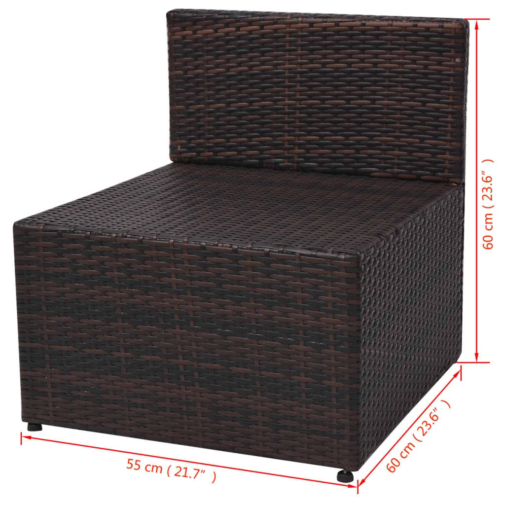 Set muebles de jardín 5 piezas y cojines ratán sintético marrón vidaXL