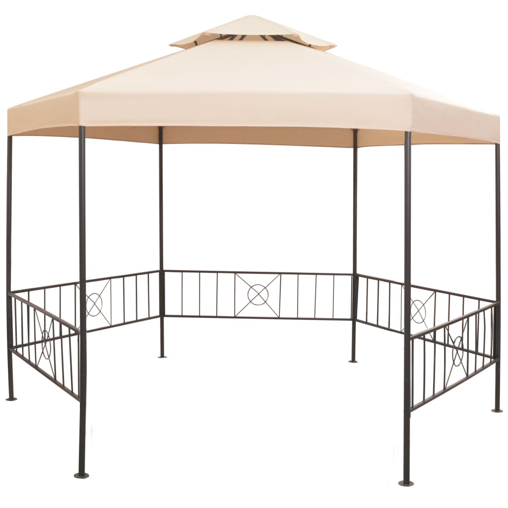 Vetonek Pérgola/Cenador de jardín hexagonal beige 323x265 cm