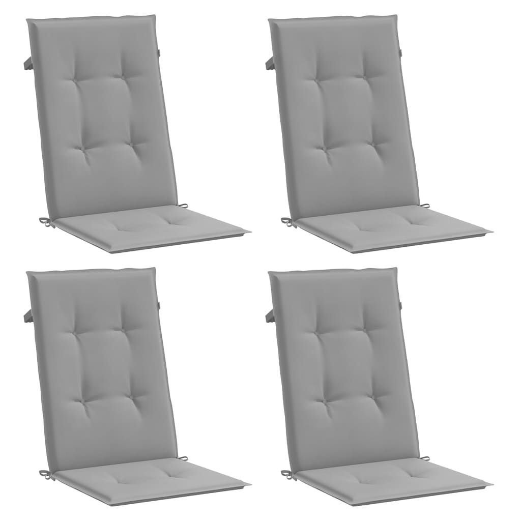 Cojín silla de jardín respaldo alto 4 uds tela gris 120x50x3 cm vidaXL