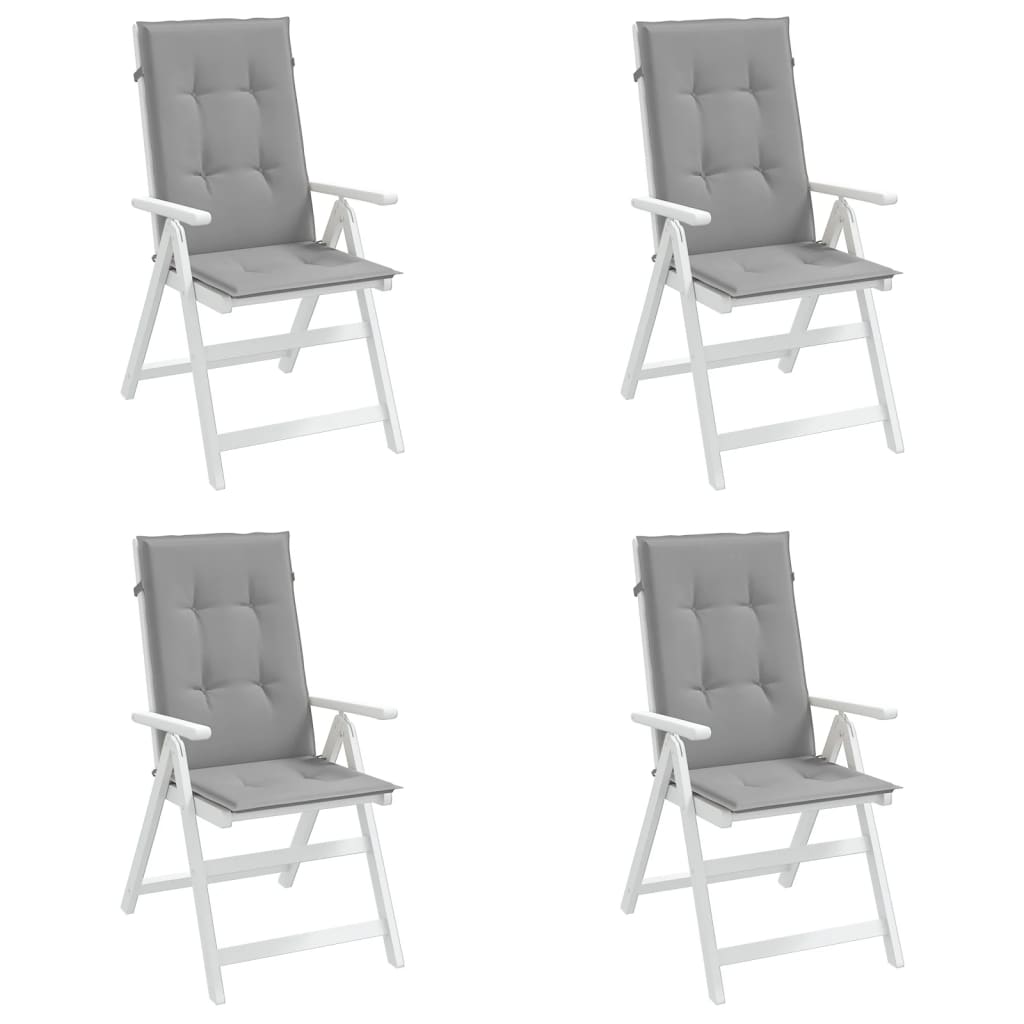 Cojín silla de jardín respaldo alto 4 uds tela gris 120x50x3 cm vidaXL