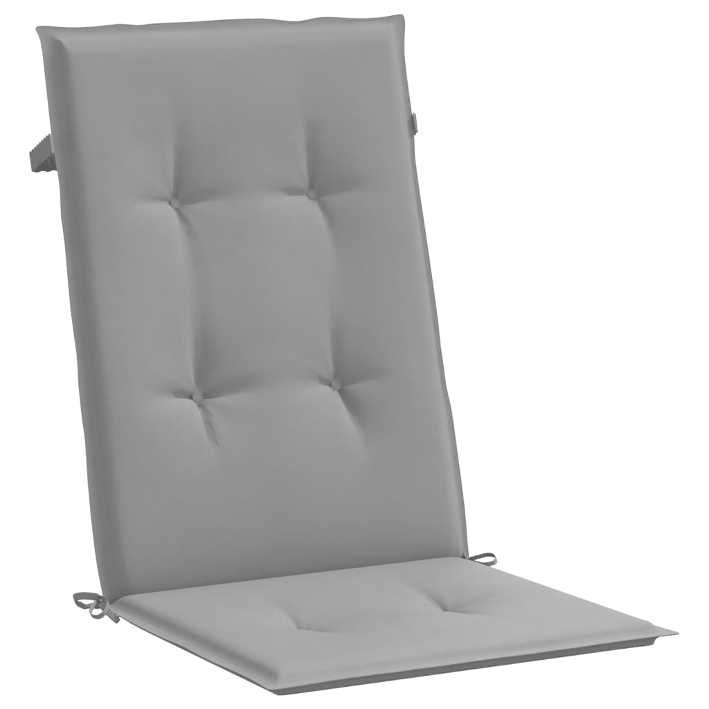 Cojín silla de jardín respaldo alto 4 uds tela gris 120x50x3 cm vidaXL