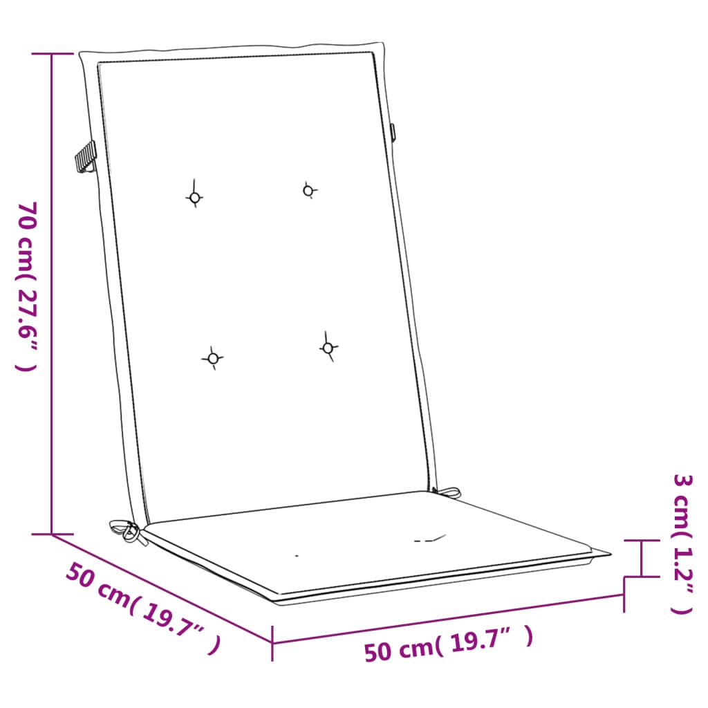 Cojín silla de jardín respaldo alto 4 uds tela gris 120x50x3 cm vidaXL