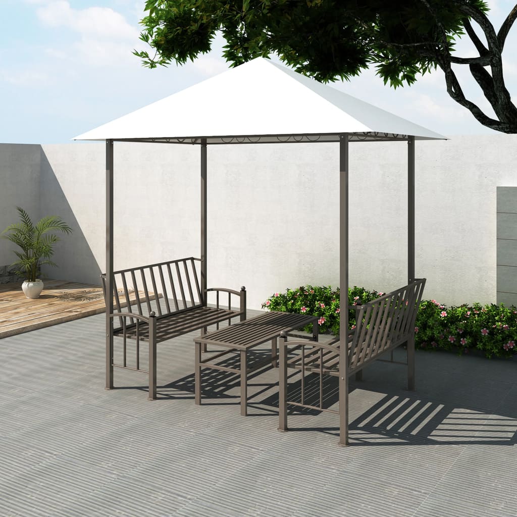 Vetonek Pérgola de jardín con mesa y bancos 2,5x1,5x2,4 m