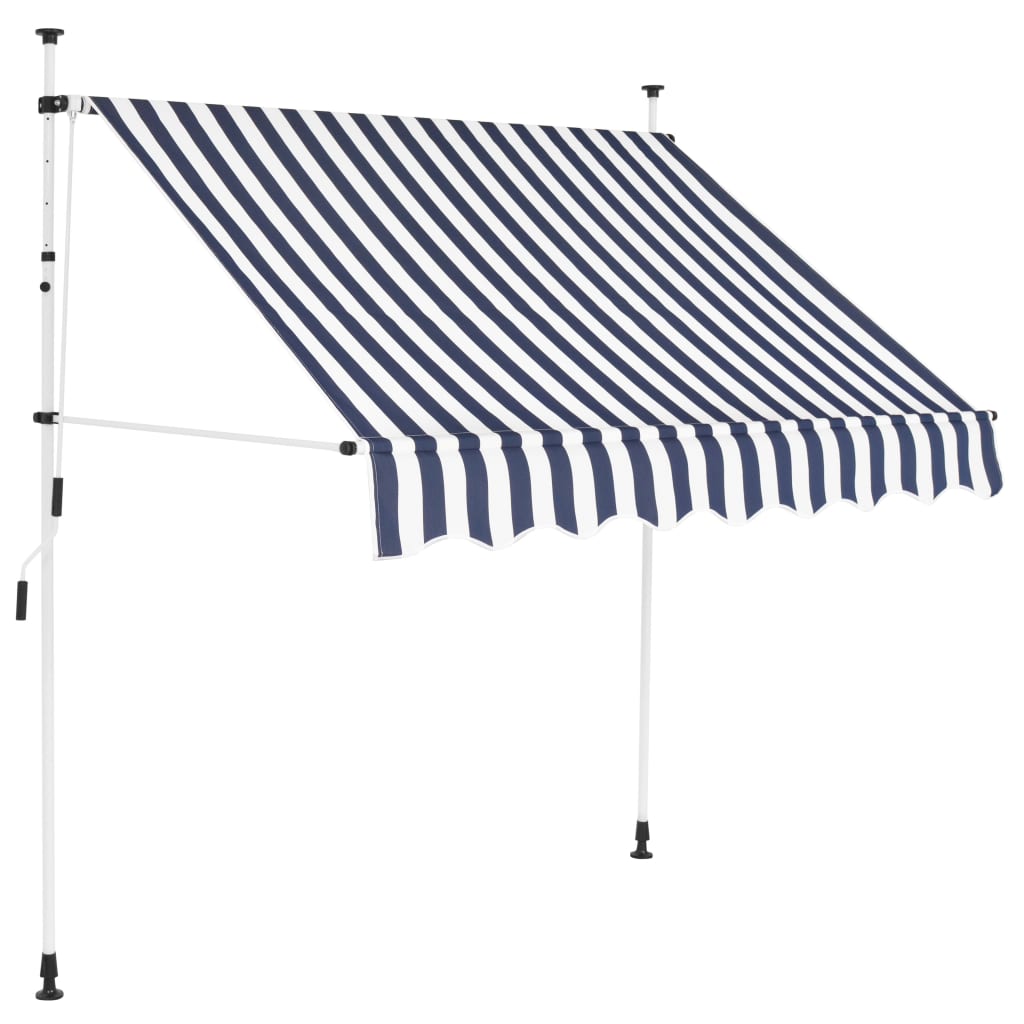 Vetonek Toldo manual retráctil 150 cm azul y blanco a rayas