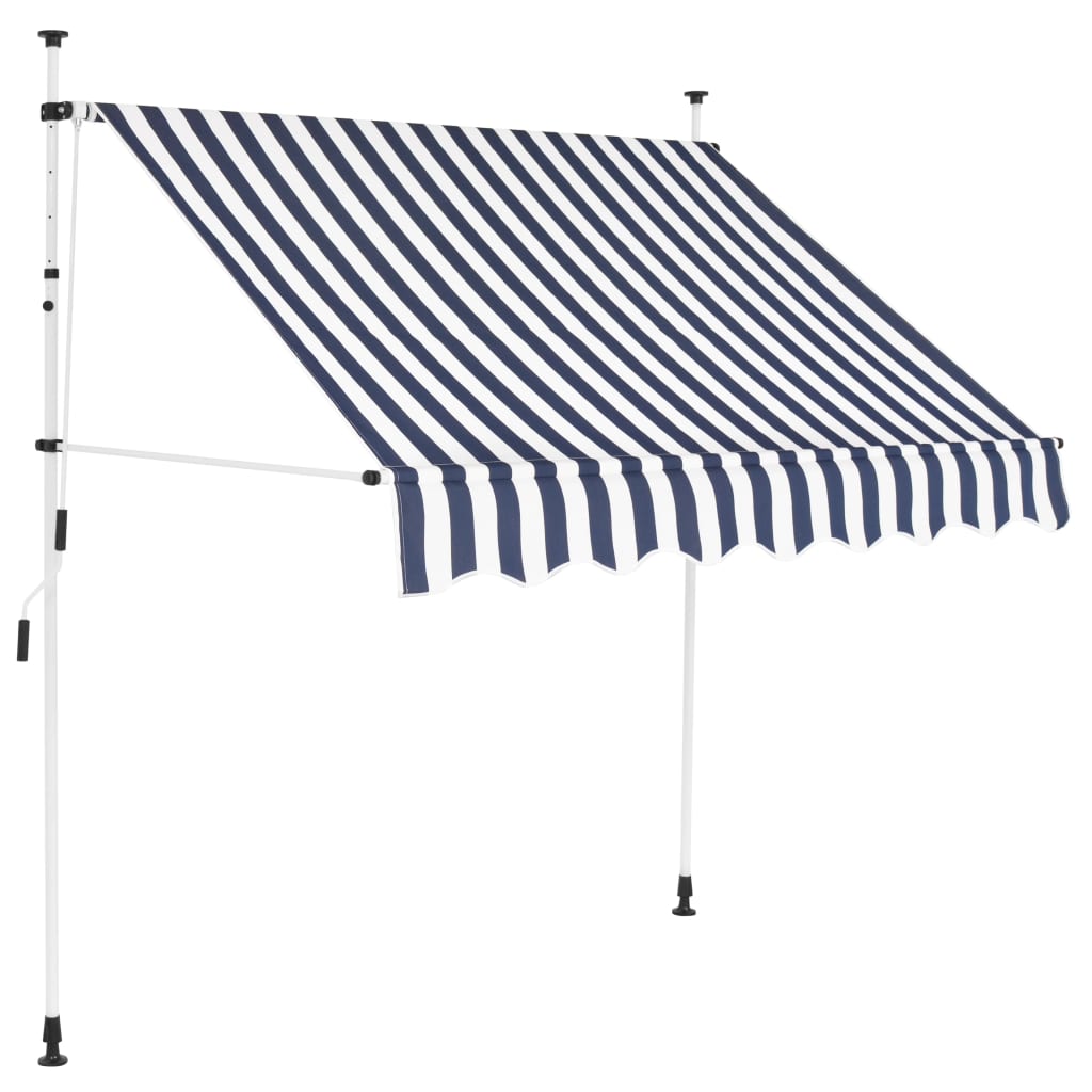 Vetonek Toldo manual retráctil 200 cm azul y blanco a rayas