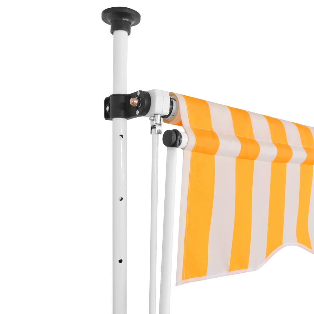 Toldo manual retráctil 250 cm naranja y blanco a rayas vidaXL