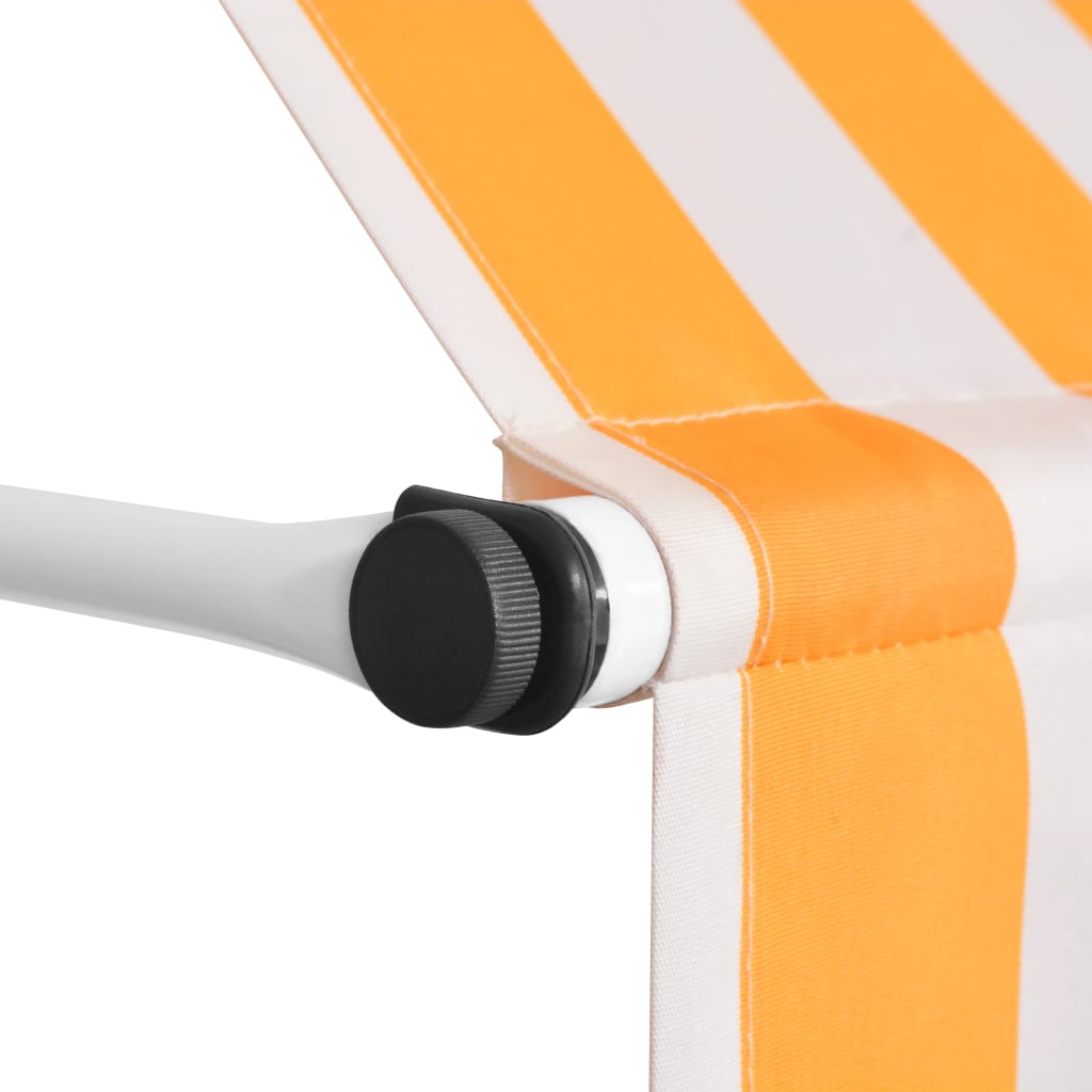 Toldo manual retráctil 250 cm naranja y blanco a rayas vidaXL