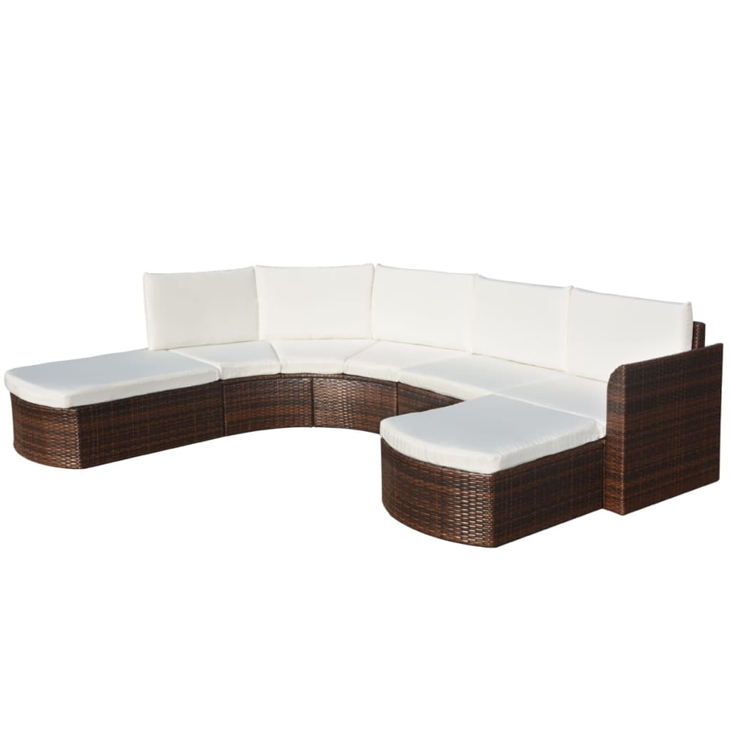 Vetonek Set muebles de jardín 4 piezas y cojines ratán sintético marrón