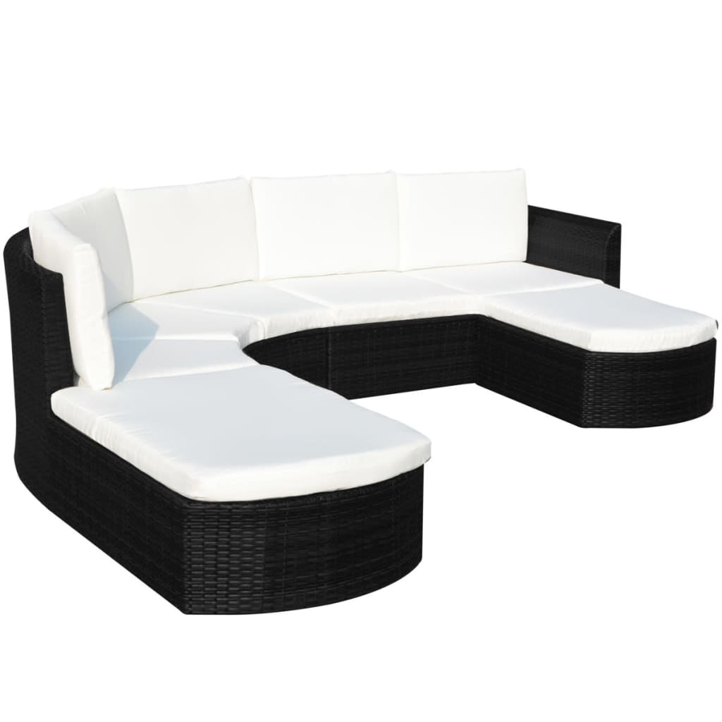 Set de muebles de jardín 4 pzas y cojines ratán sintético negro vidaXL