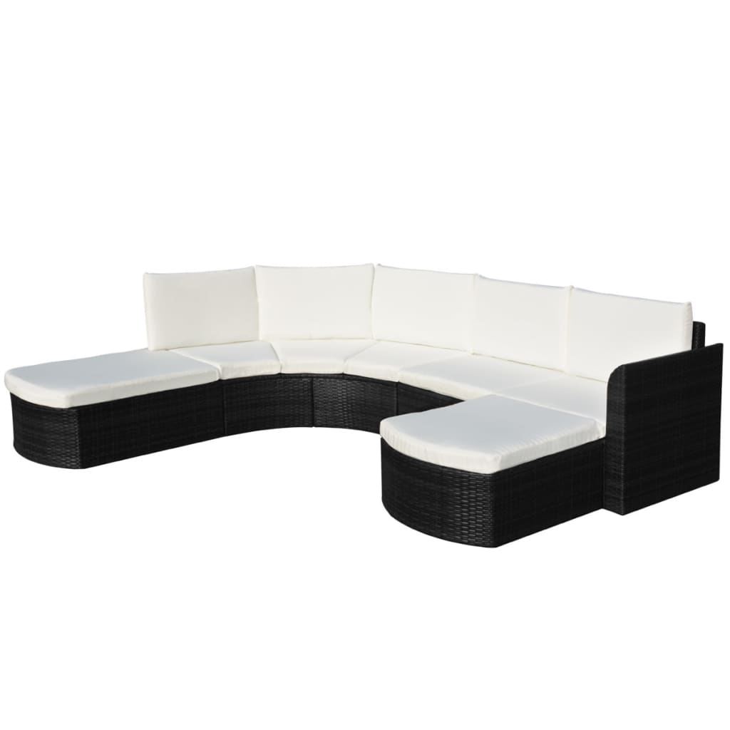 Vetonek Set de muebles de jardín 4 pzas y cojines ratán sintético negro