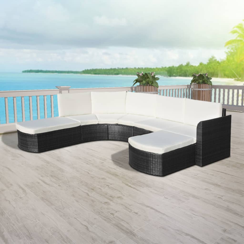 Set de muebles de jardín 4 pzas y cojines ratán sintético negro vidaXL