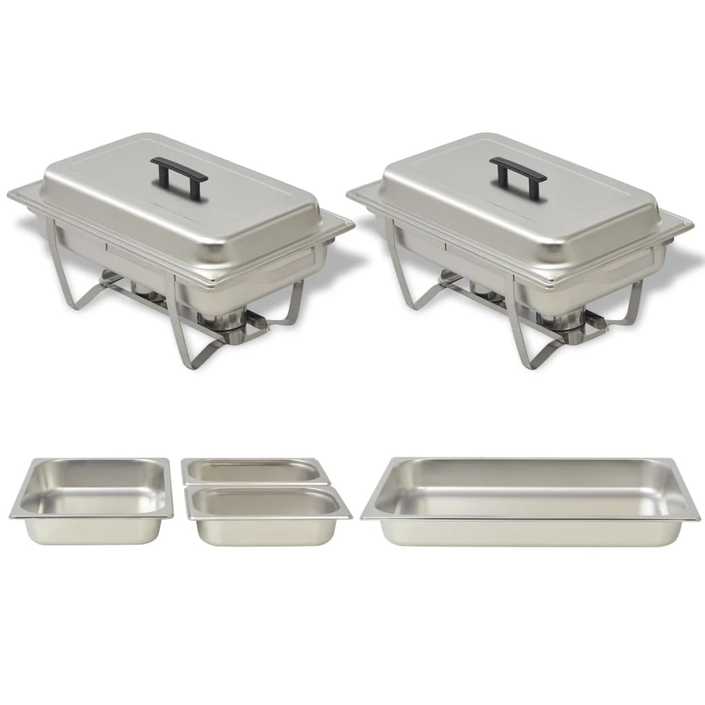 Vetonek Set calentador de comida para buffet 2 piezas acero inoxidable