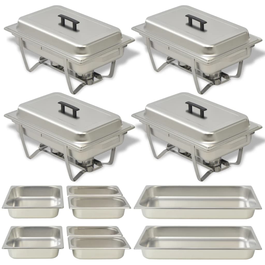 Vetonek Set calentador de comida para buffet 4 piezas acero inoxidable