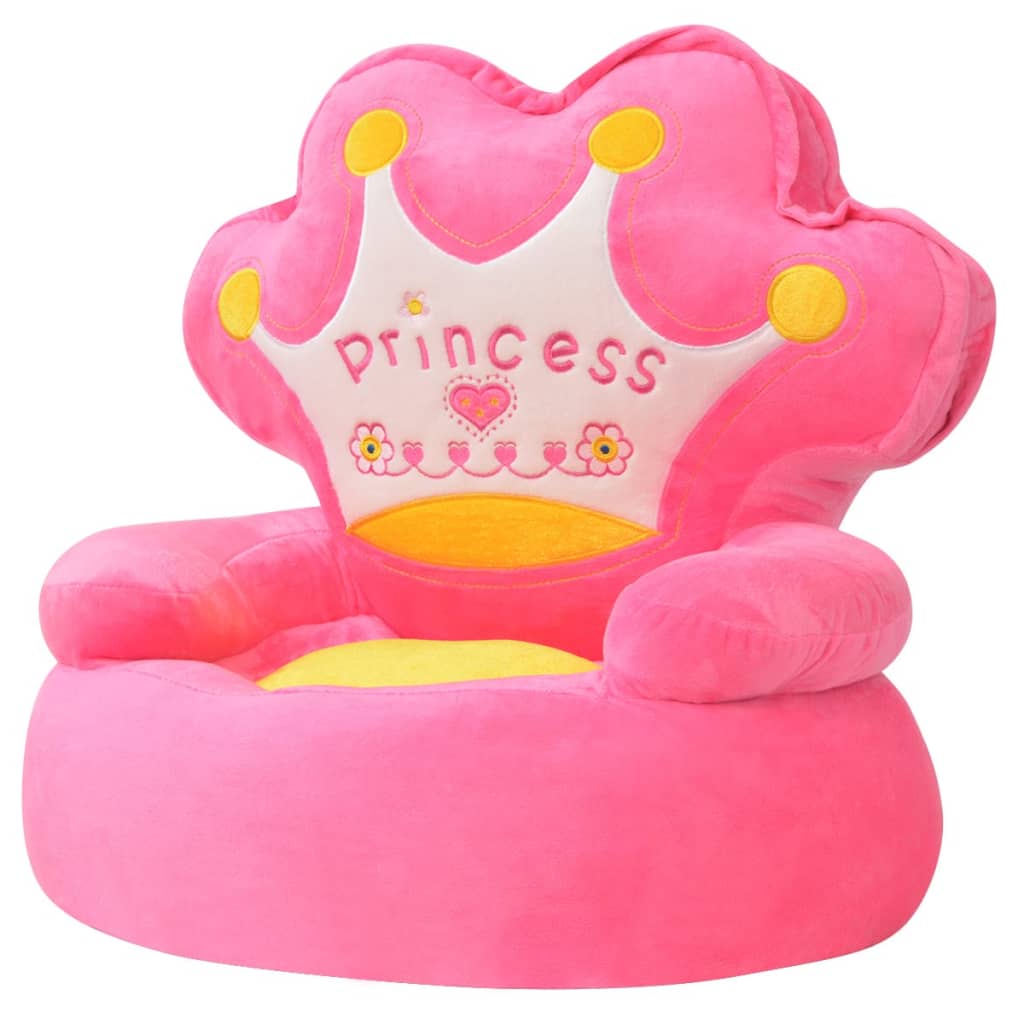 Vetonek Silla de peluche para niños princesa rosa