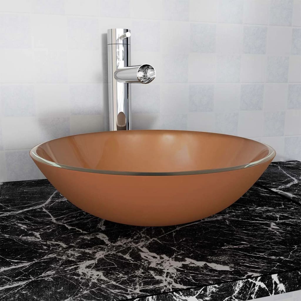 Vetonek Lavabo de vidrio templado 42 cm marrón