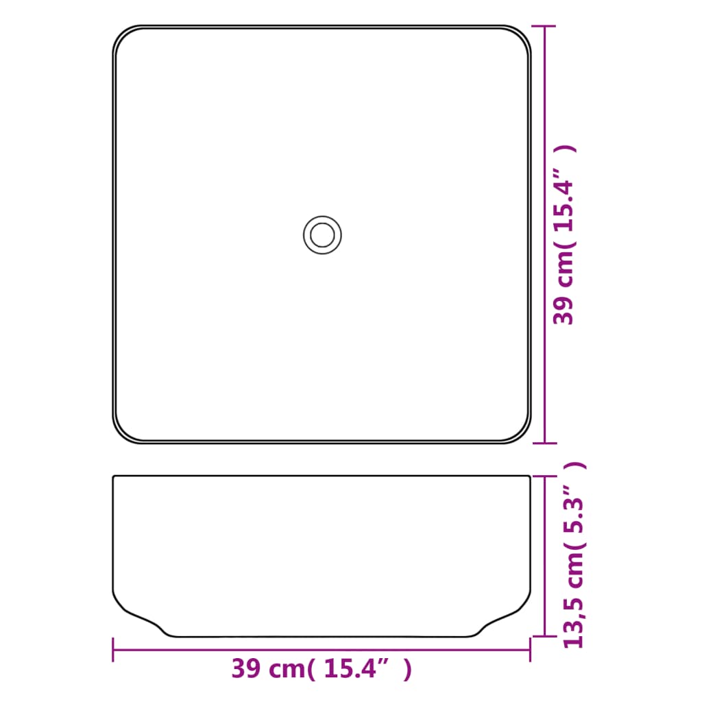 Lavabo cuadrado de cerámica blanco 39x39x13,5 cm vidaXL