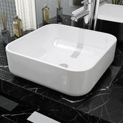 Lavabo cuadrado de cerámica blanco 39x39x13,5 cm v9584 Vetonek