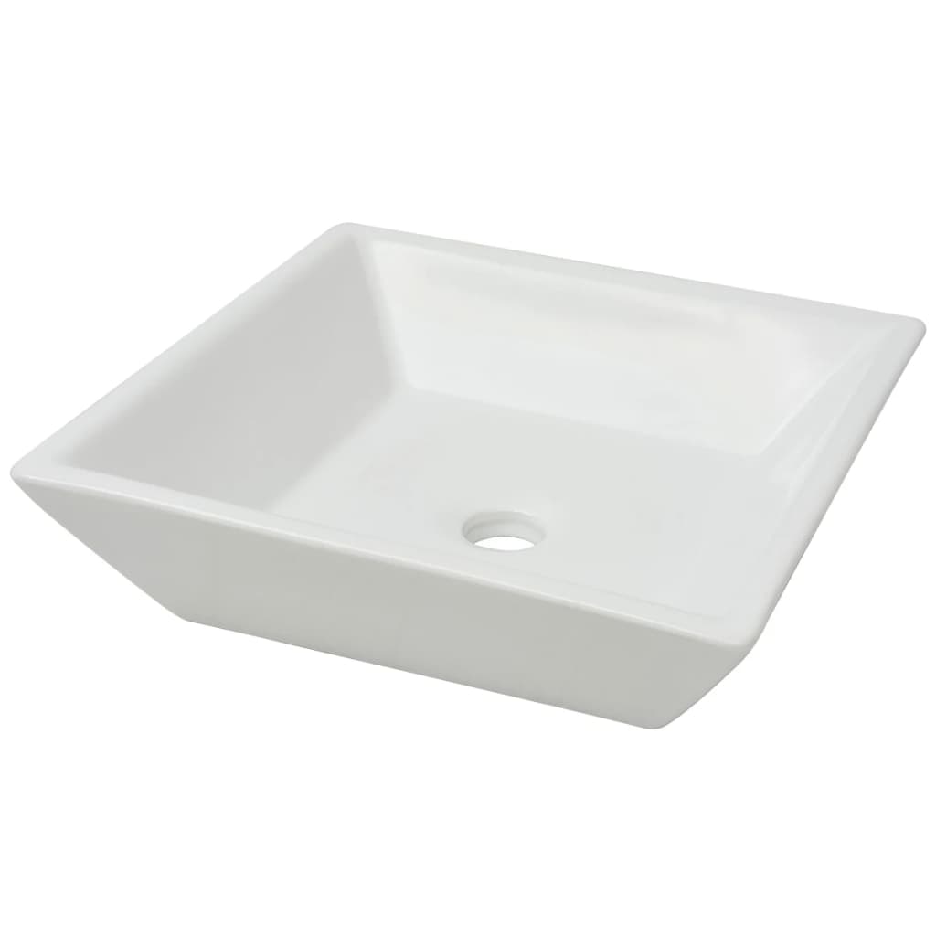 Banho quadrado de cerâmica 41.5x41.5x12 cm branco