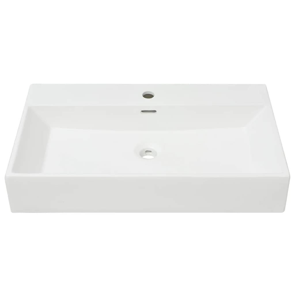 Lavabo con orificio para grifo cerámica 76x42,5x14,5 cm blanco - Vetonek