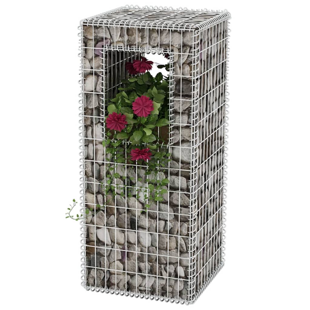 Vetonek Cesta poste/jardinera de gaviones de acero 50x50x120 cm