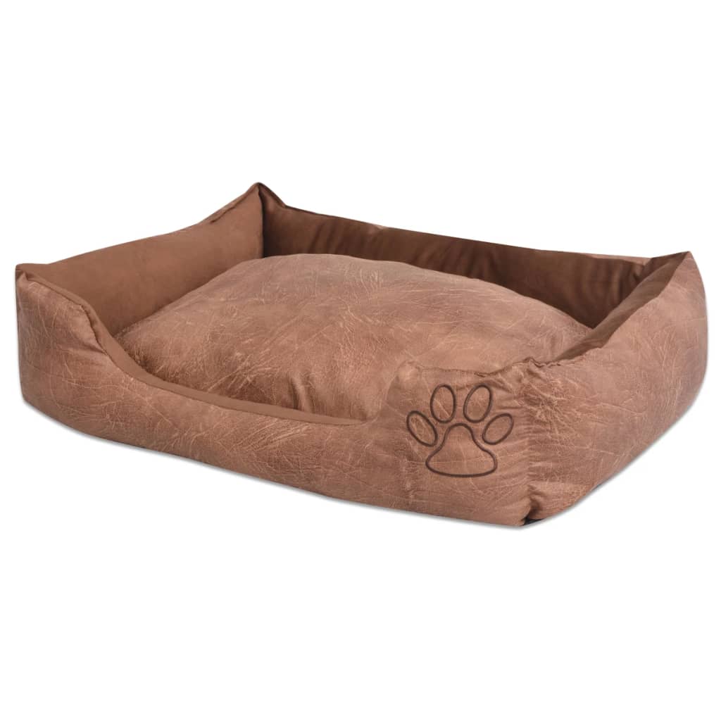 Dog bed with PU artificial leather cushion size S beige v2263 Vetonek