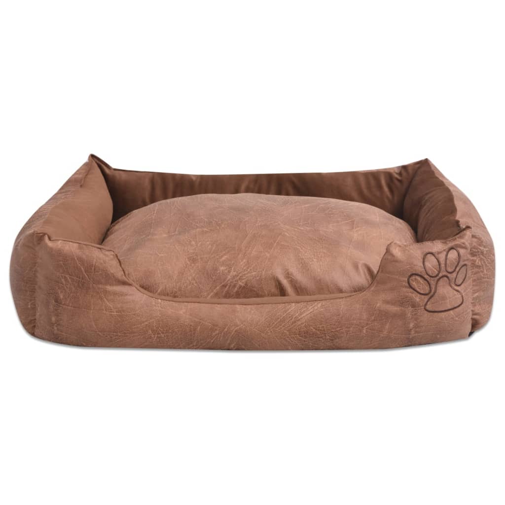 Vetonek Dog bed with cushion PU artificial leather size S beige