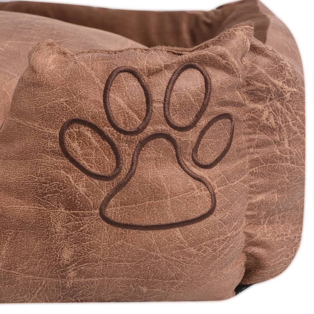 Dog bed with PU artificial leather cushion size m beige v2270 - Vetonek