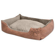 Dog bed with PU artificial leather cushion size xxl beige v2300 Vetonek