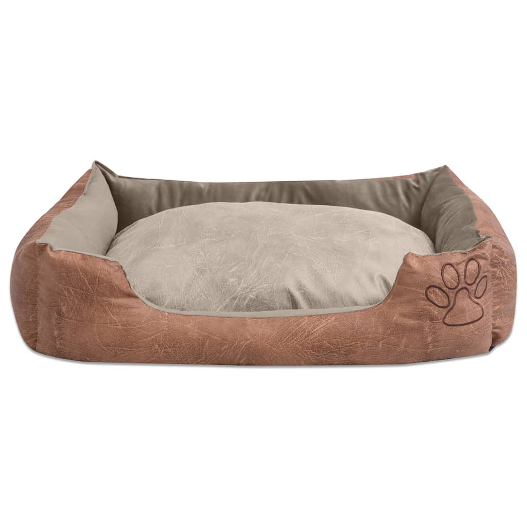 Vetonek Dog bed with cushion PU artificial leather size XXL beige