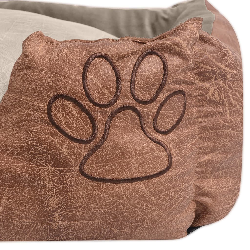 Dog bed with PU artificial leather cushion size XXL beige - Vetonek