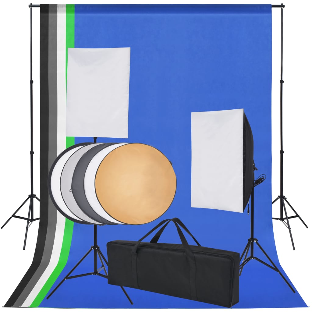 Vetonek Kit de estudio con 5 telones de fondo de colores y 2 softboxes