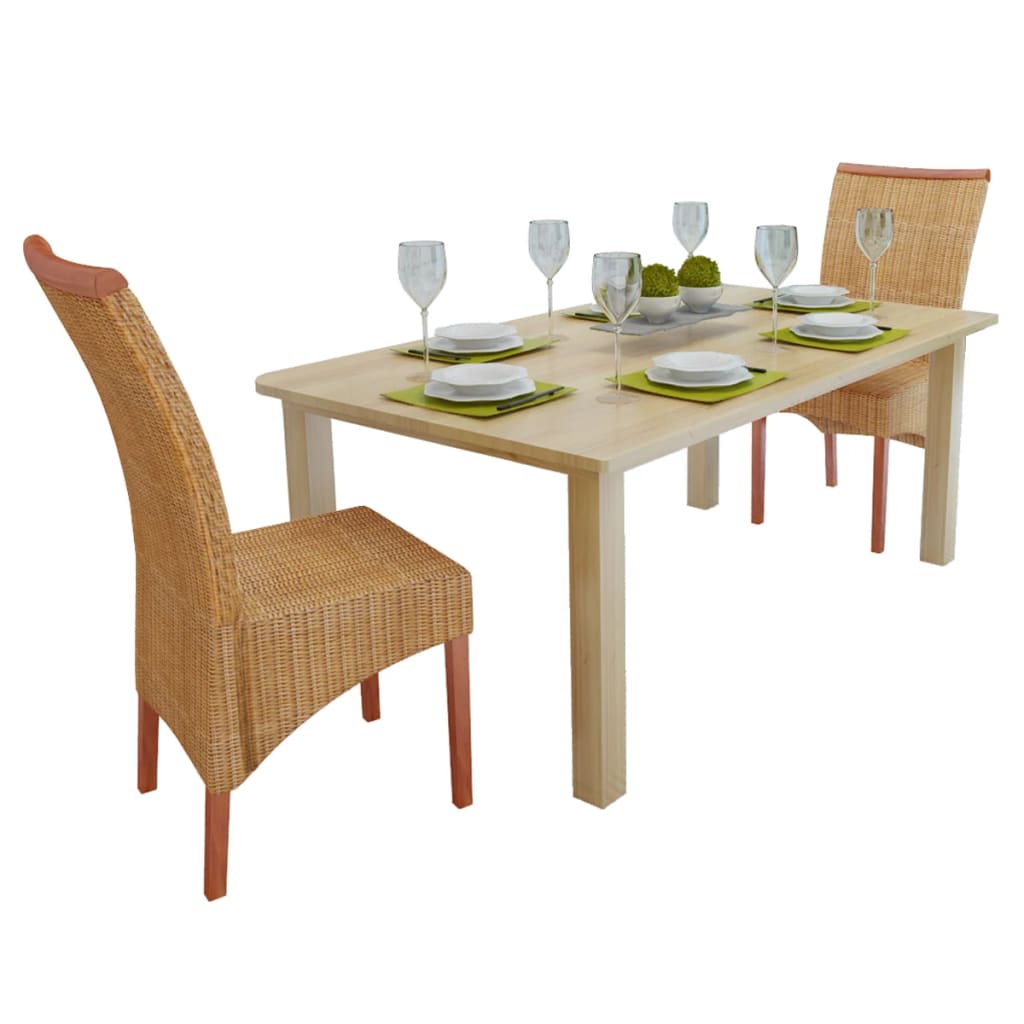 Vetonek Sillas de comedor 2 unidades ratán natural marrón