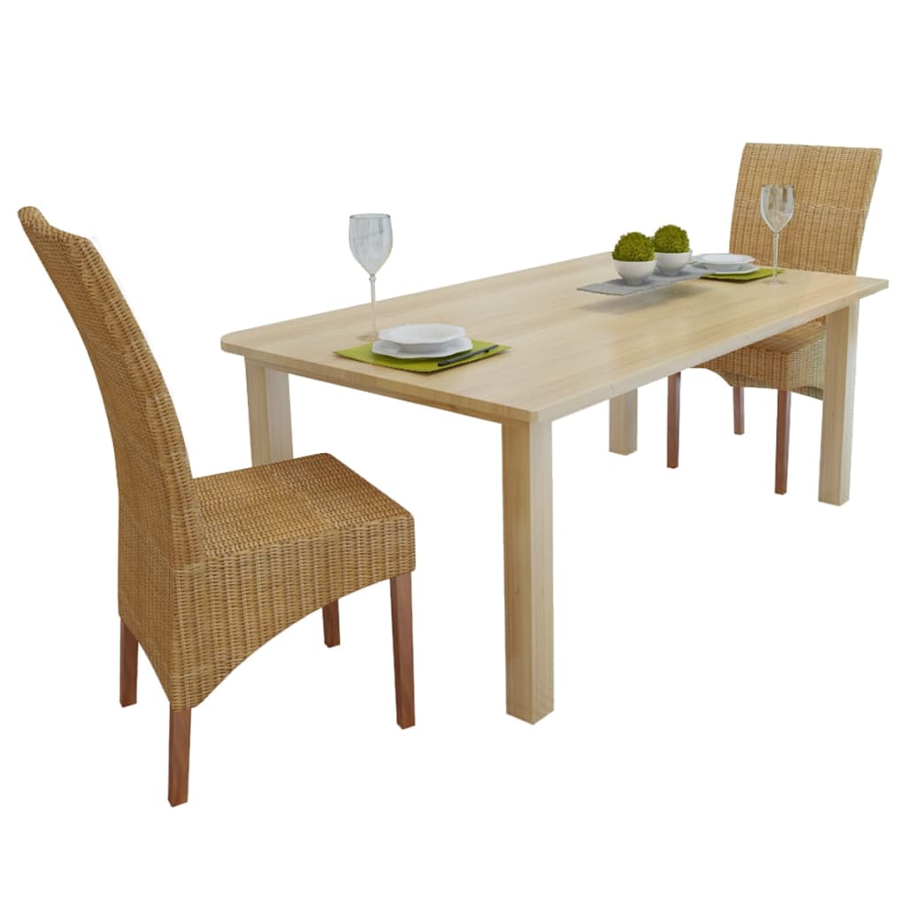 Vetonek Sillas de comedor 2 unidades ratán natural marrón