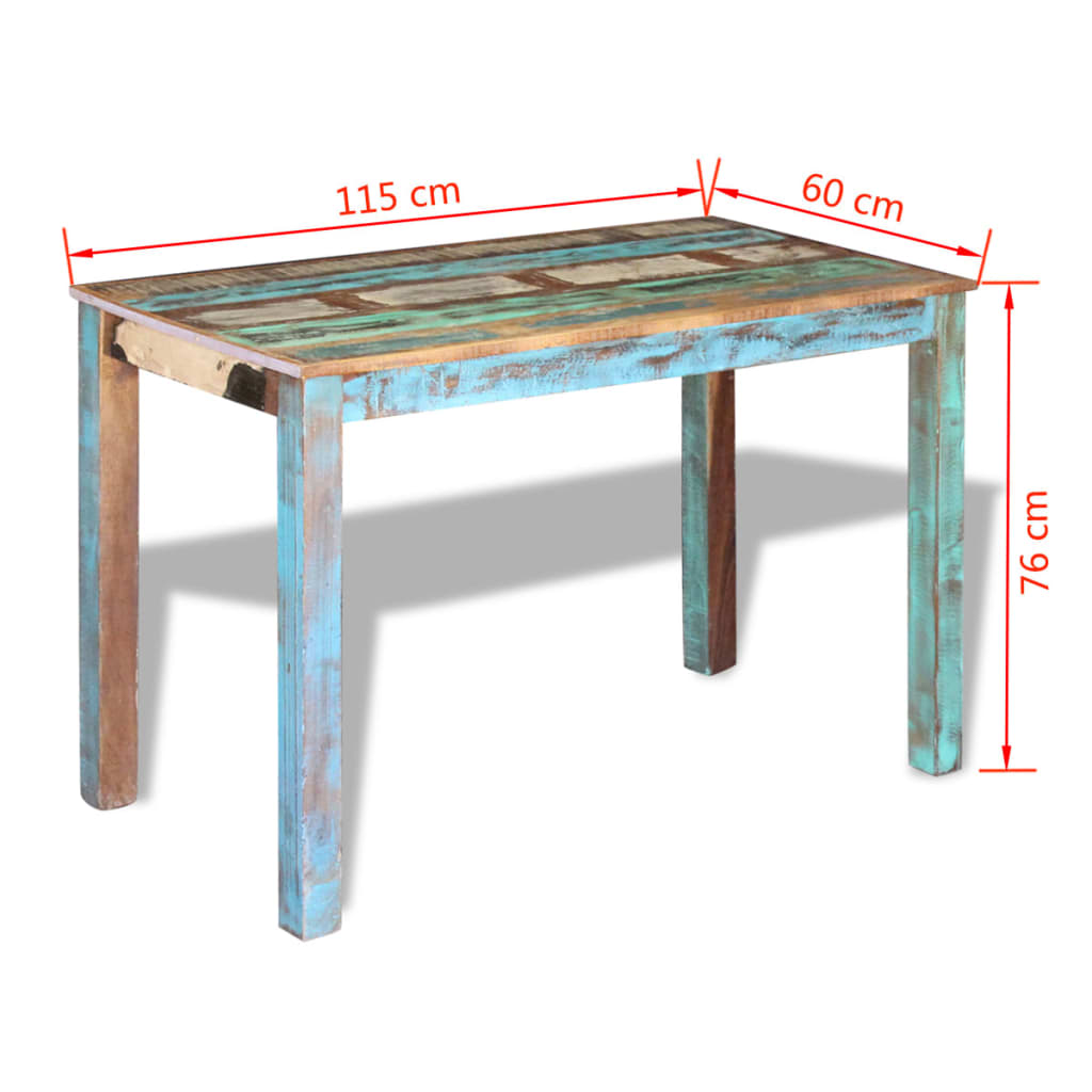 Taula de menjador de fusta sòlida reciclada 115x60x76 cm