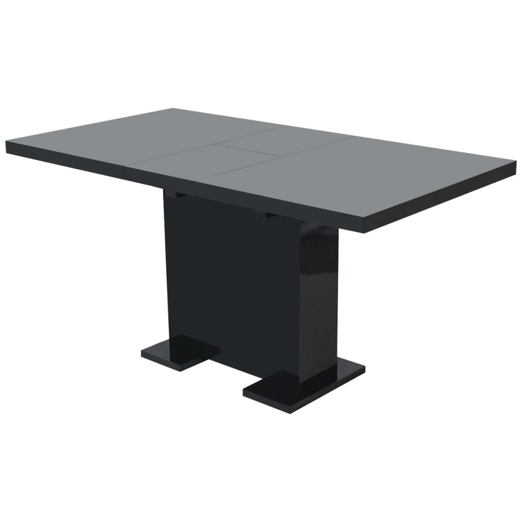 Vetonek Mesa de comedor extensible negra con brillo