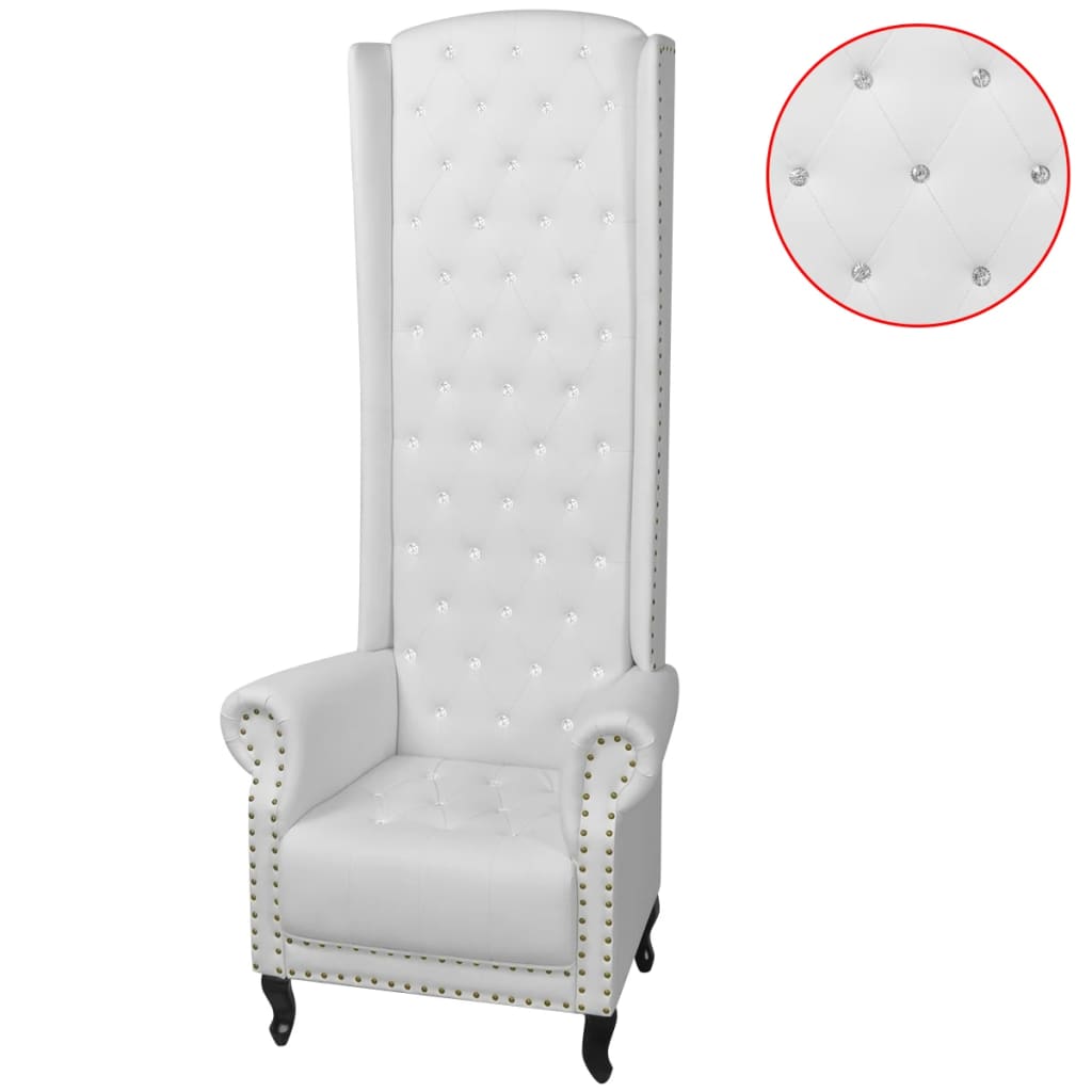 Vetonek Sillón de respaldo alto cuero sintético blanco