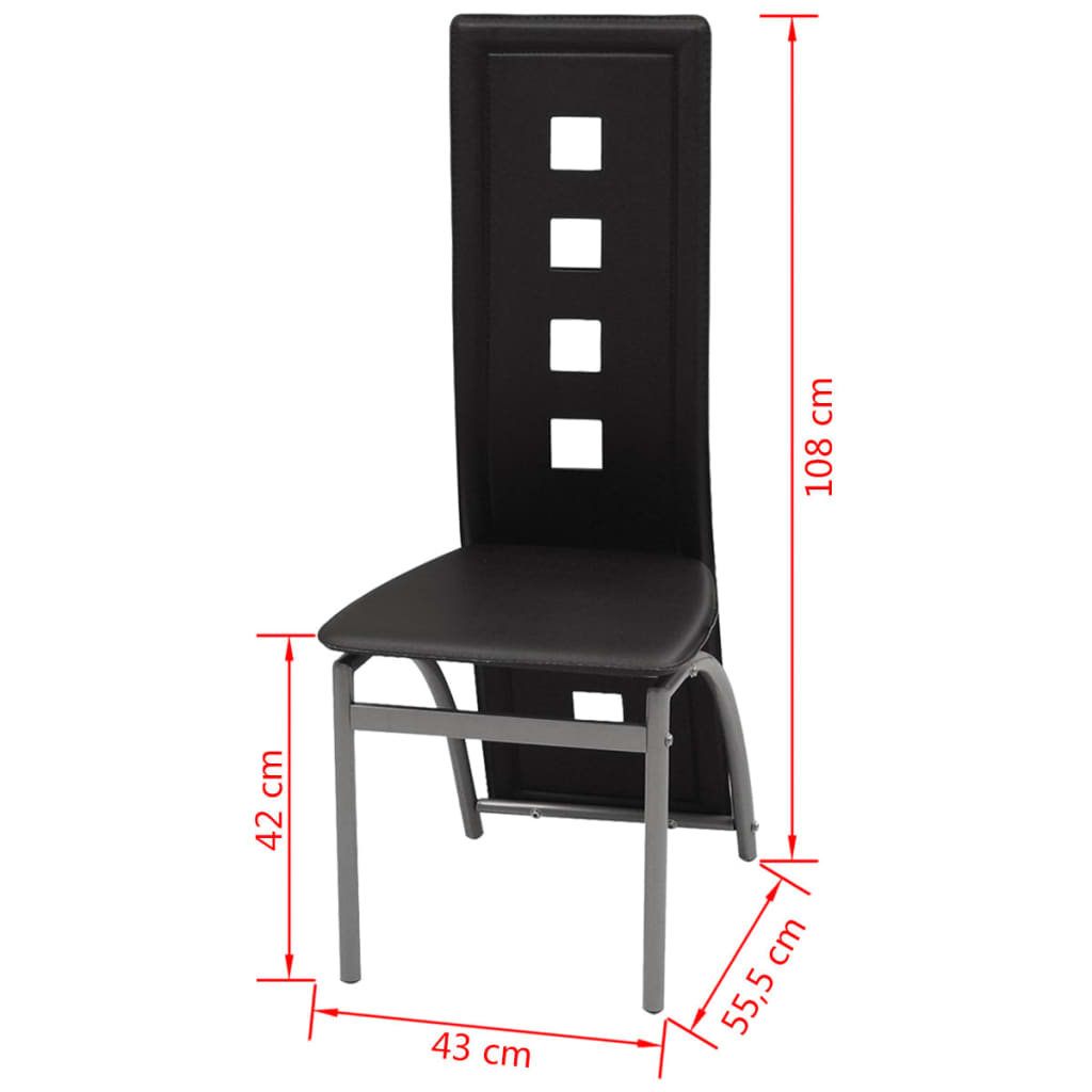 Sillas de comedor 2 unidades cuero sintético negro vidaXL