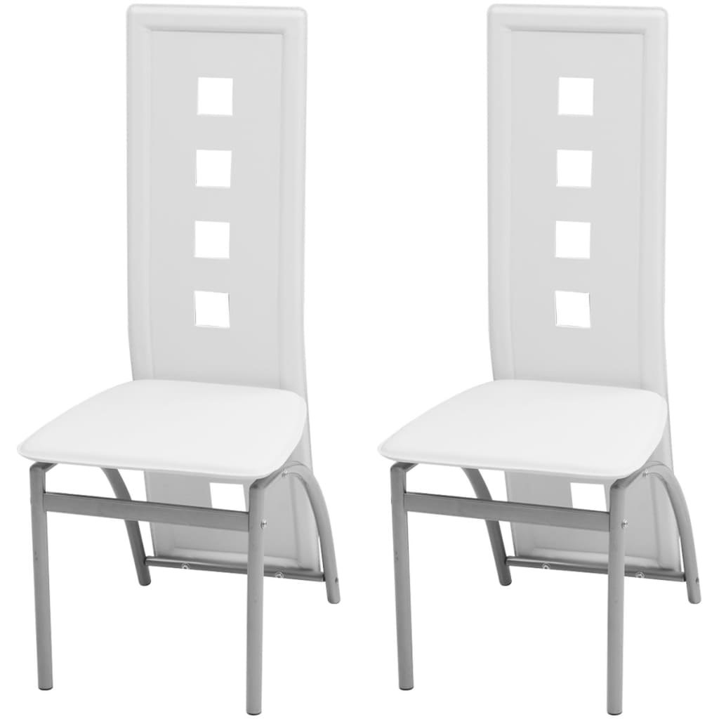 Vetonek Sillas de comedor 2 unidades cuero sintético blanco