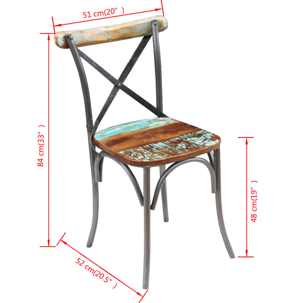 Sillas de comedor 2 unidades madera maciza reciclada vidaXL