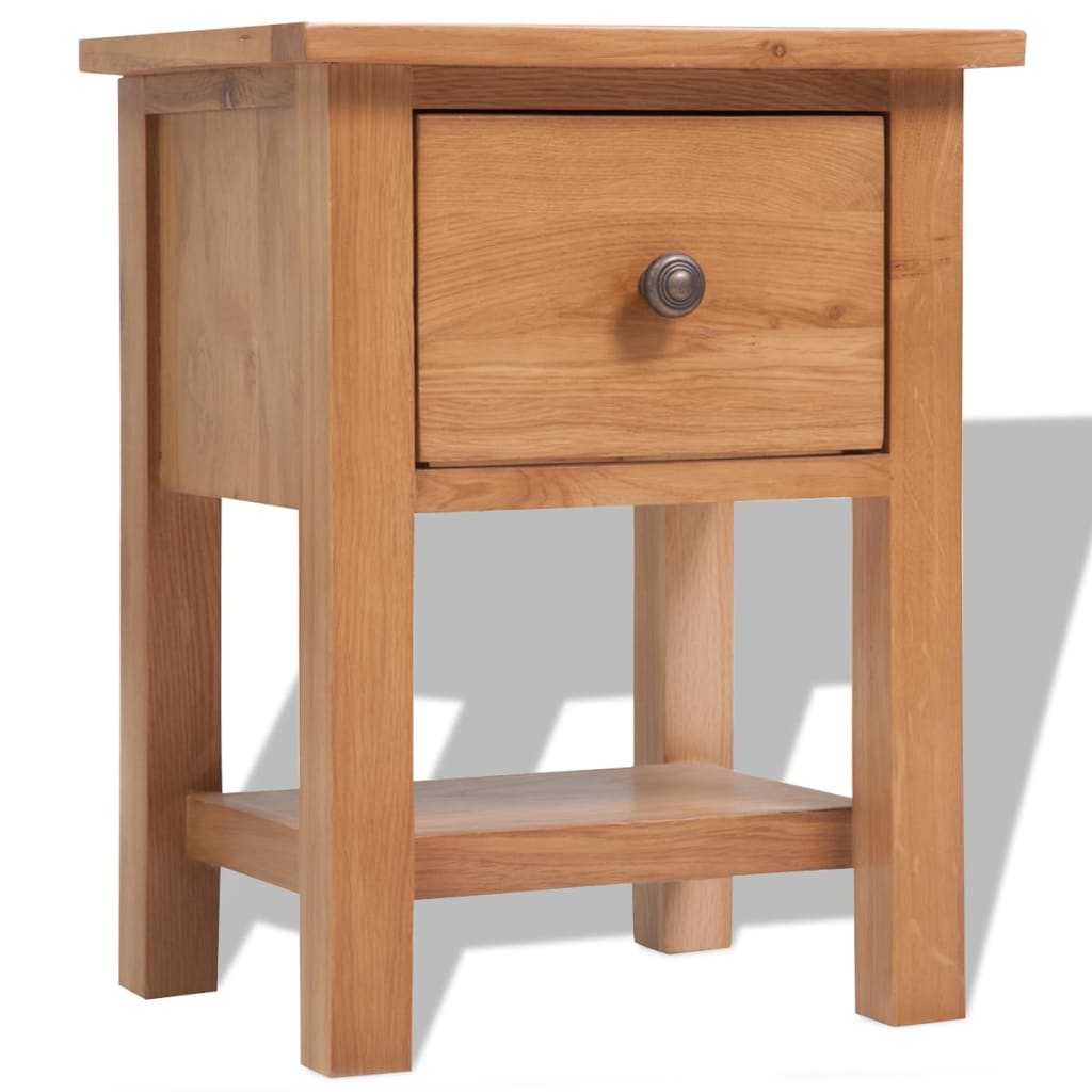 Vetonek Mesita de noche de madera de roble maciza 36x30x47 cm 