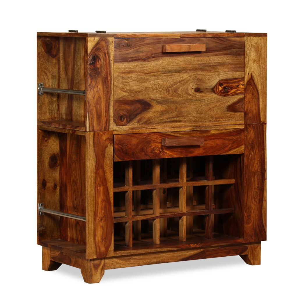 Vetonek Mueble bar madera maciza de sheesham 85x40x95 cm