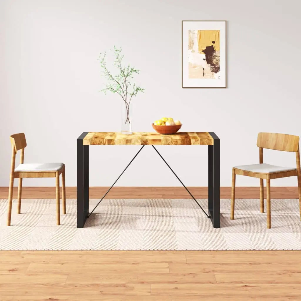 Vetonek Mesa de comedor de madera maciza de mango rugosa 120 cm          