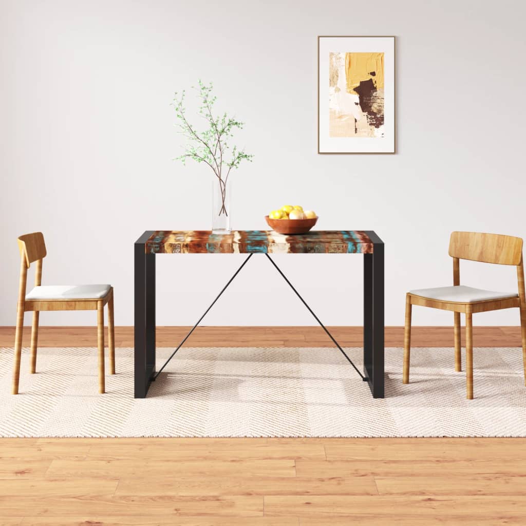 Vetonek Mesa de comedor de madera maciza reciclada 120 cm