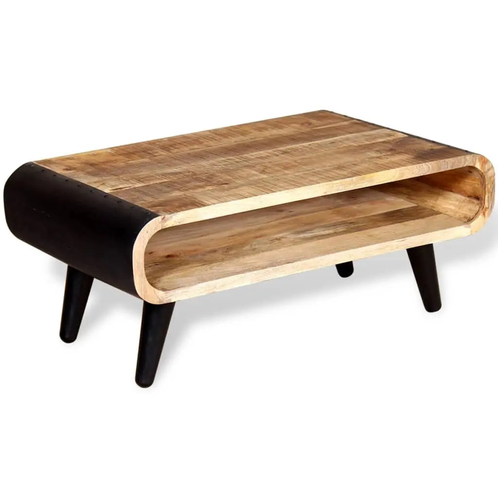 Vetonek Mesa de centro de madera de mango rugosa 90x55x39 cm